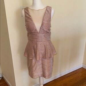 Elegant Sleeveless Peplum Dress - Pink